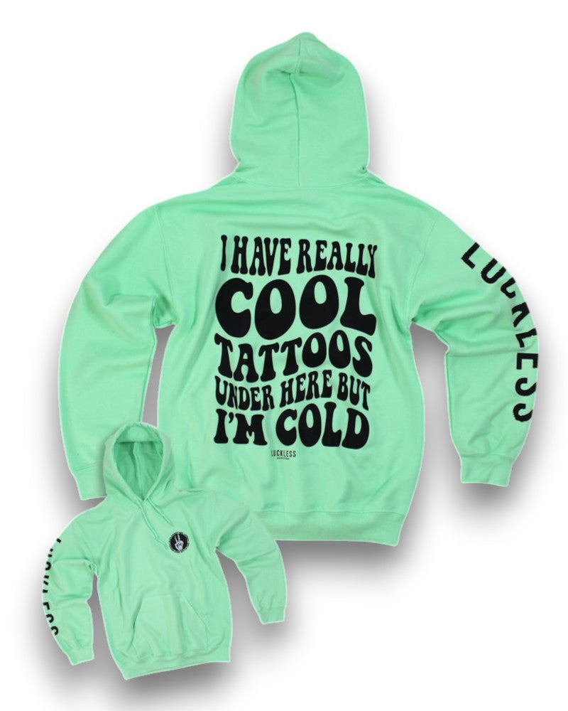 Cool Tattoos Hoodie | Black - Mint - Pink