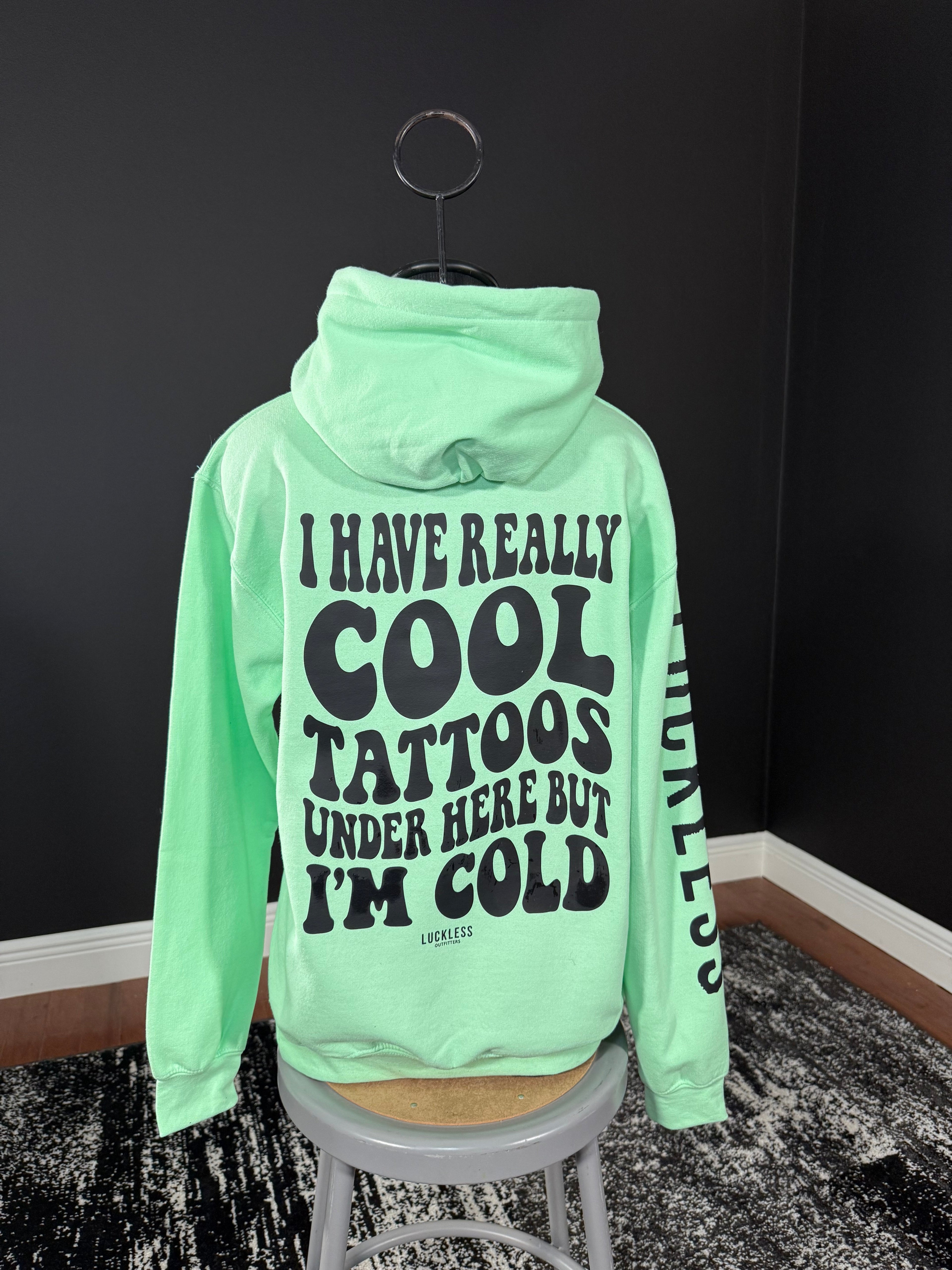 Cool Tattoos Hoodie | Black - Mint - Pink