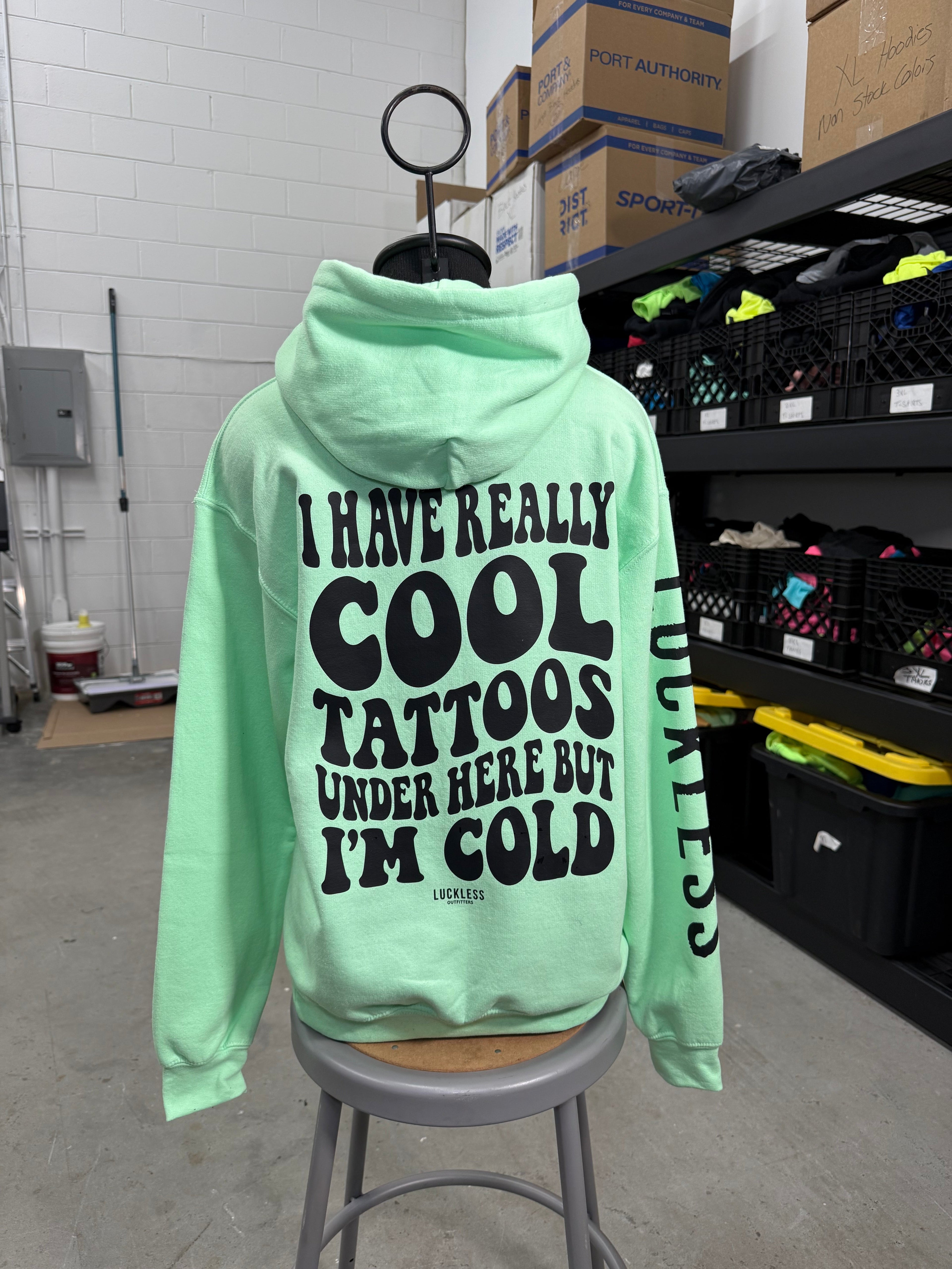 Cool Tattoos Hoodie | Black - Mint - Pink