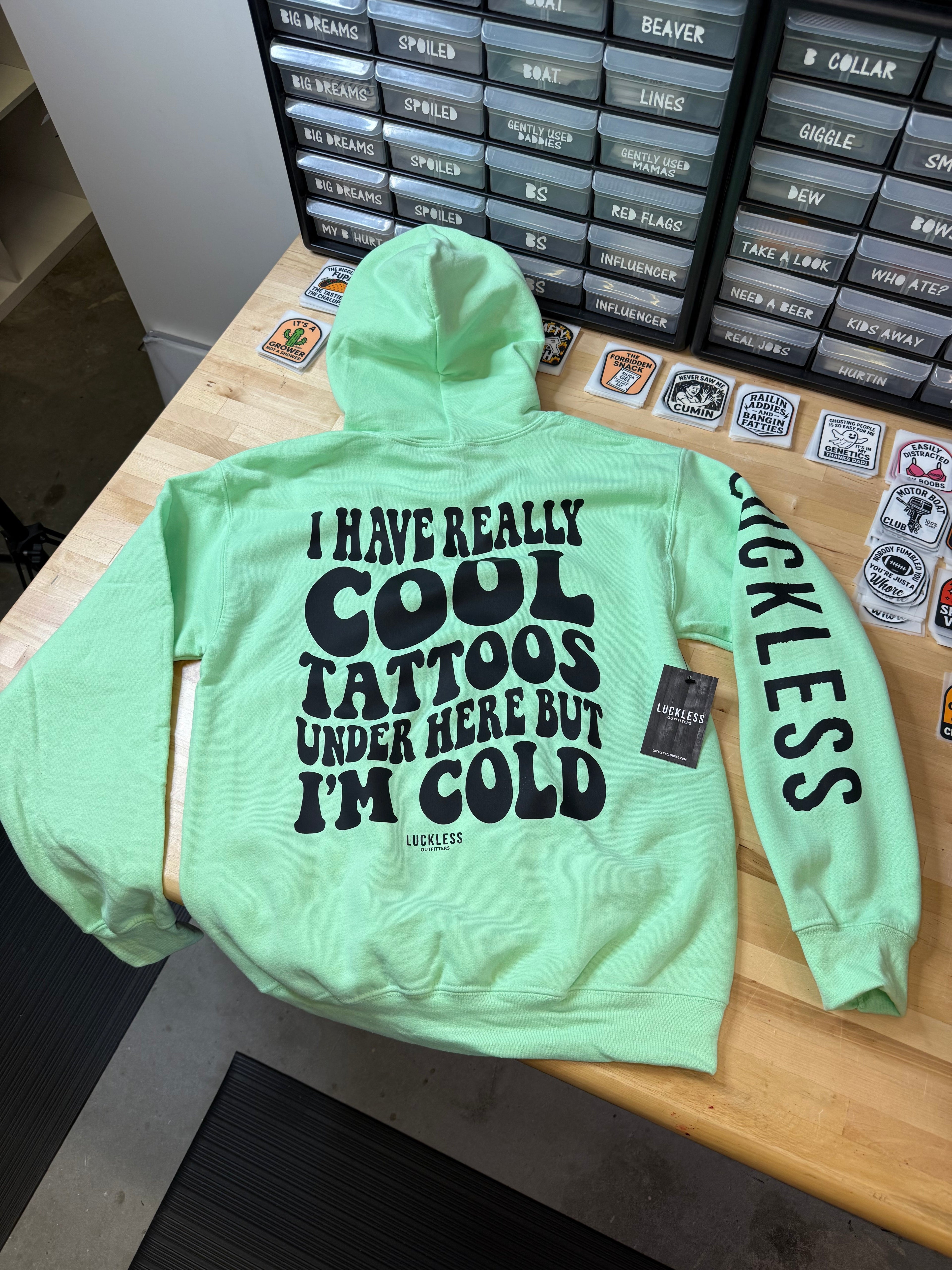 Cool Tattoos Hoodie | Black - Mint - Pink