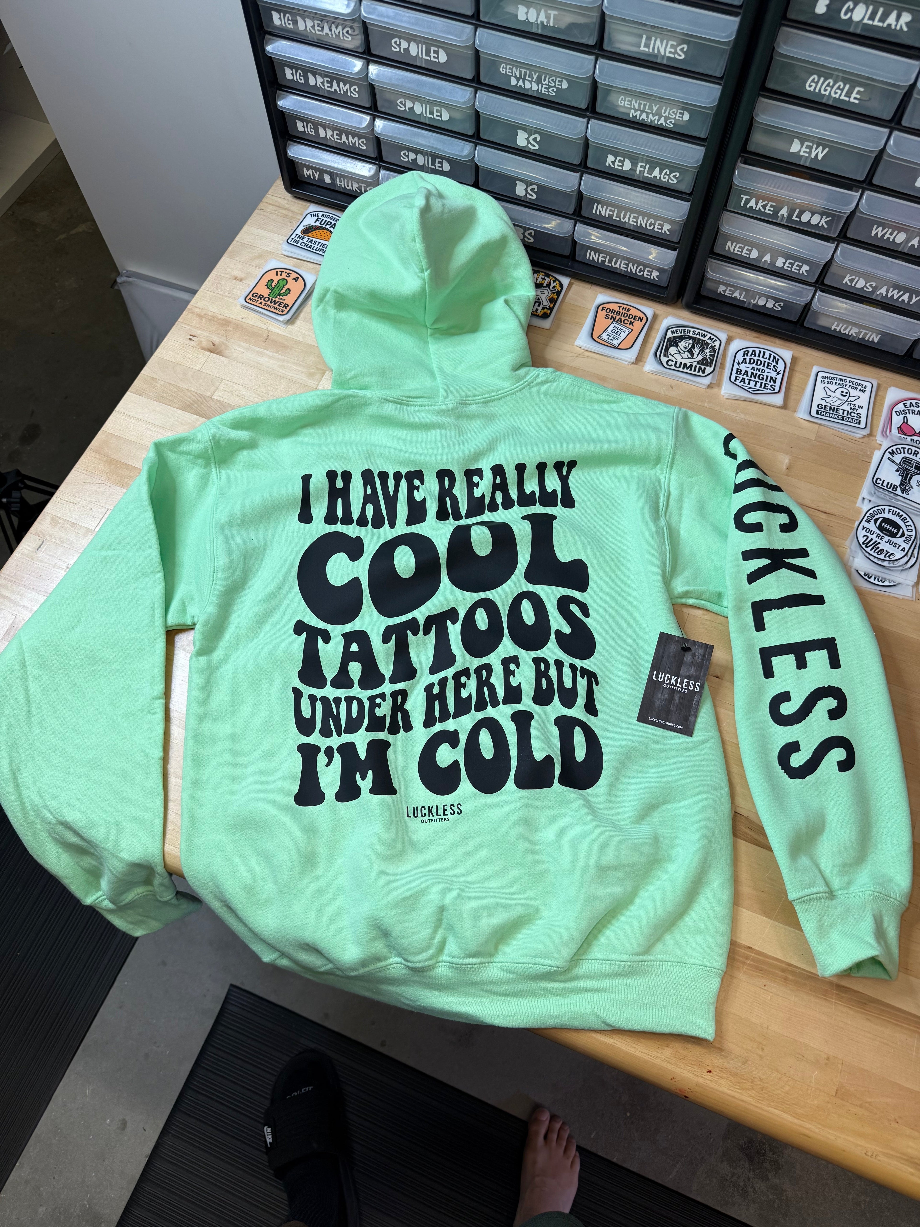 Cool Tattoos Hoodie | Black - Mint - Pink