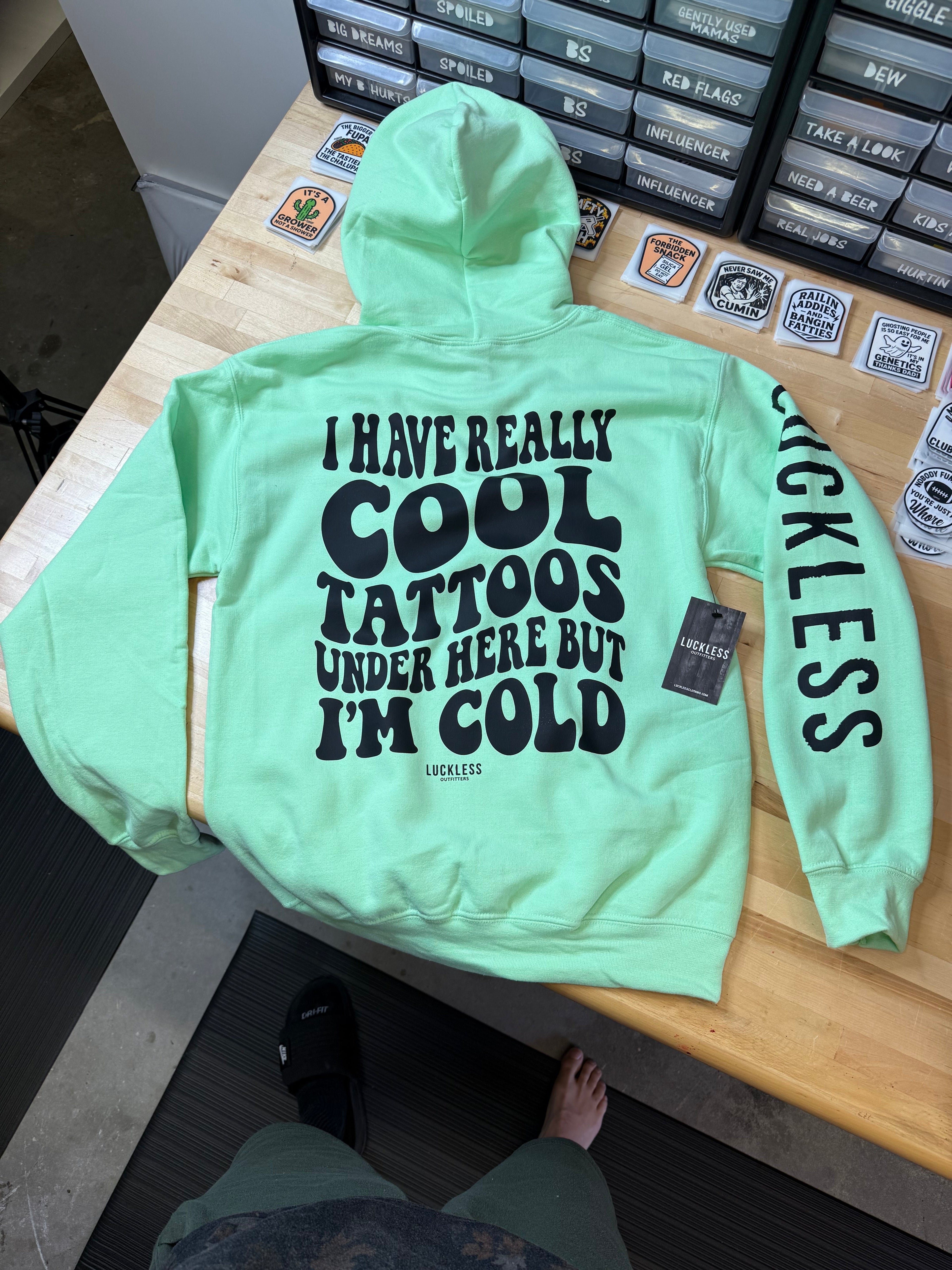 Cool Tattoos Hoodie | Black - Mint - Pink