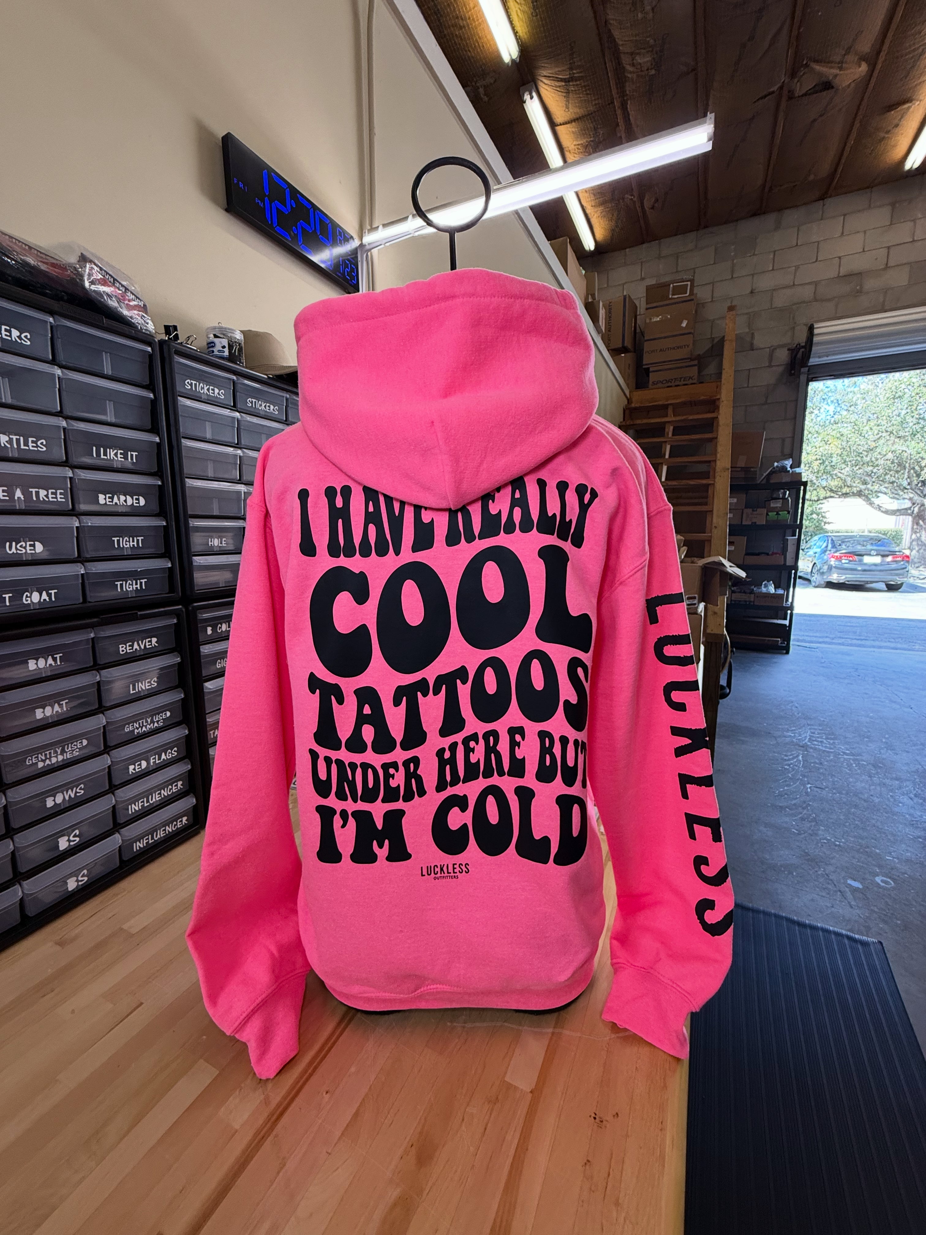 Cool Tattoos Hoodie | Black - Mint - Pink