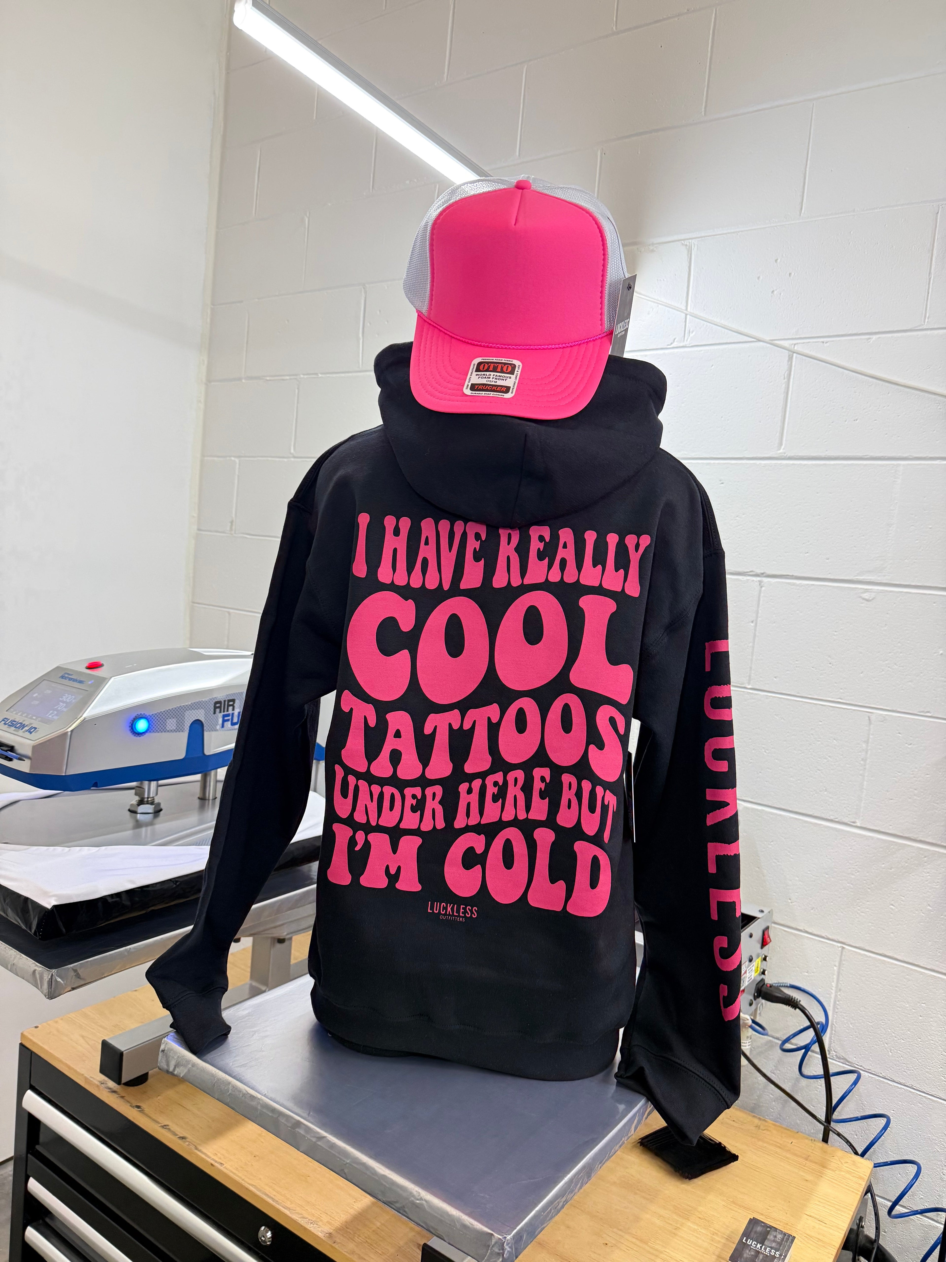 Cool Tattoos Hoodie | Black - Mint - Pink