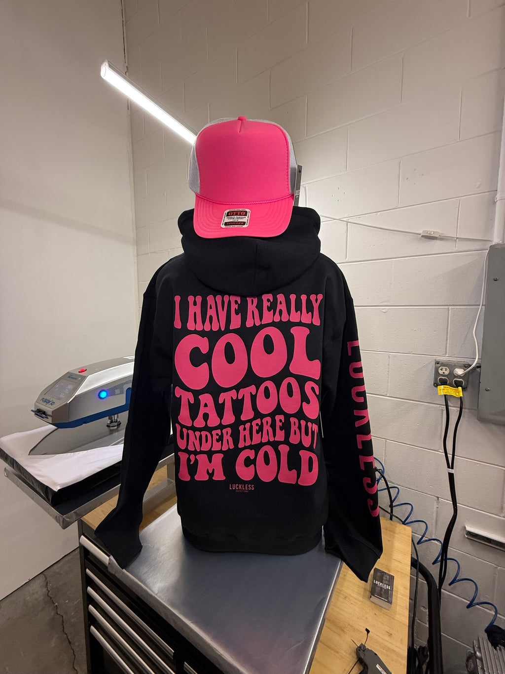 Cool Tattoos Hoodie | Black - Mint - Pink