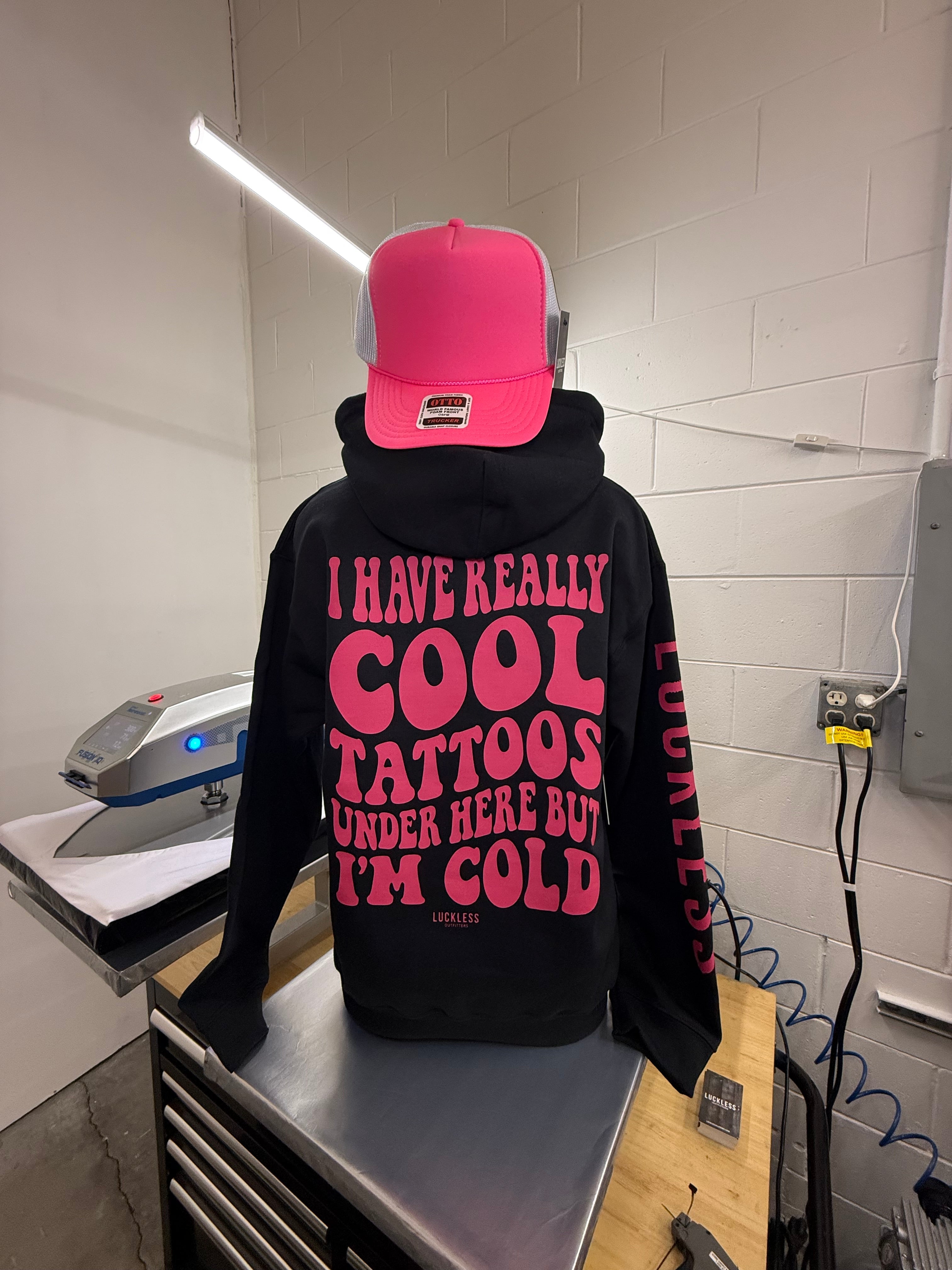 Cool Tattoos Hoodie | Black - Mint - Pink