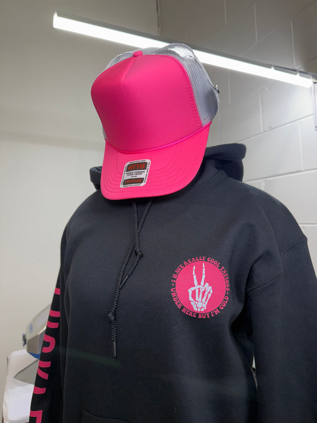 Cool Tattoos Hoodie | Black - Mint - Pink