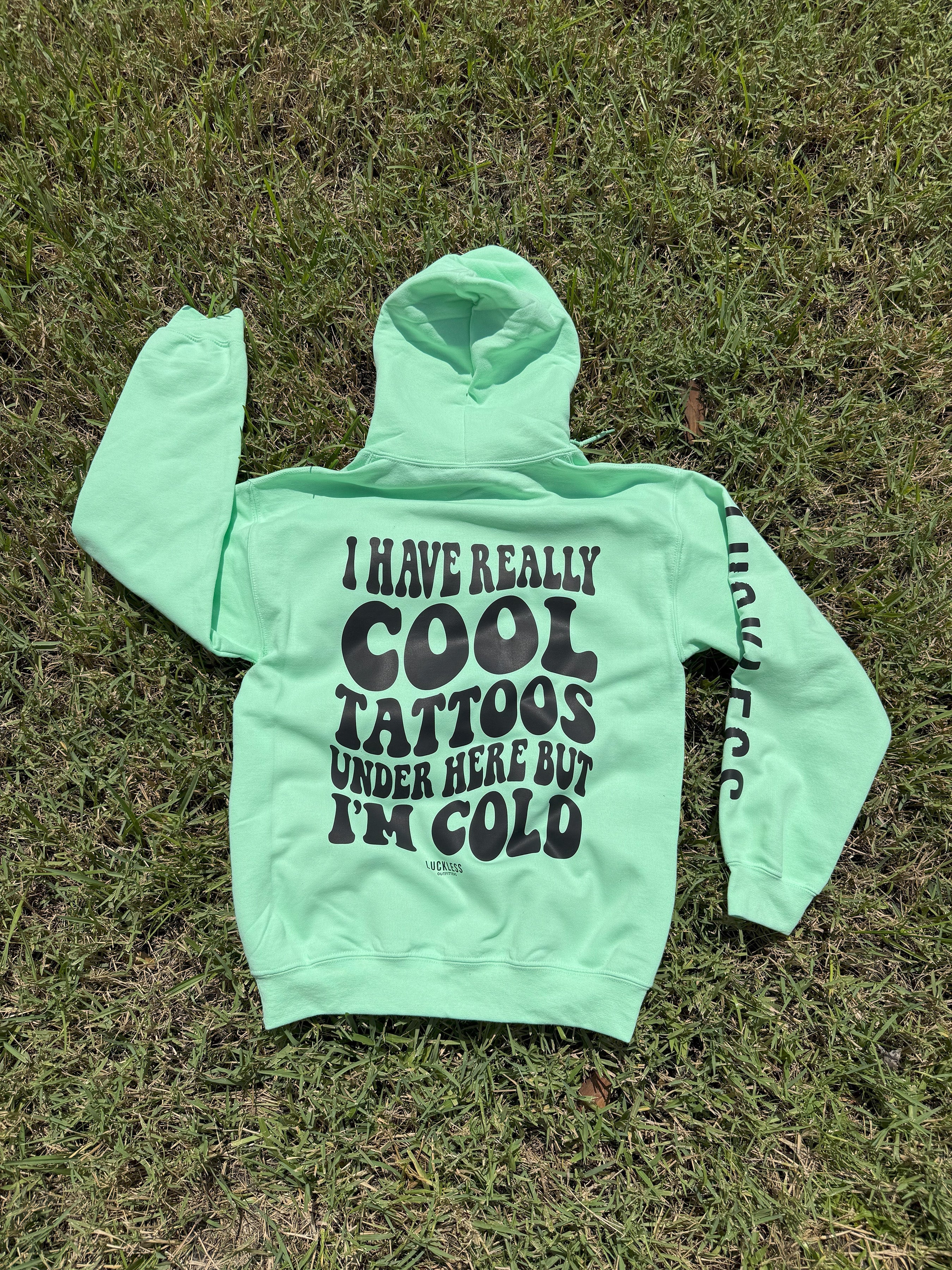 Cool Tattoos Hoodie | Black - Mint - Pink