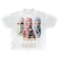 Saint Streetwear Tee White Cotton DTG Print Distressed Graphic True To Size